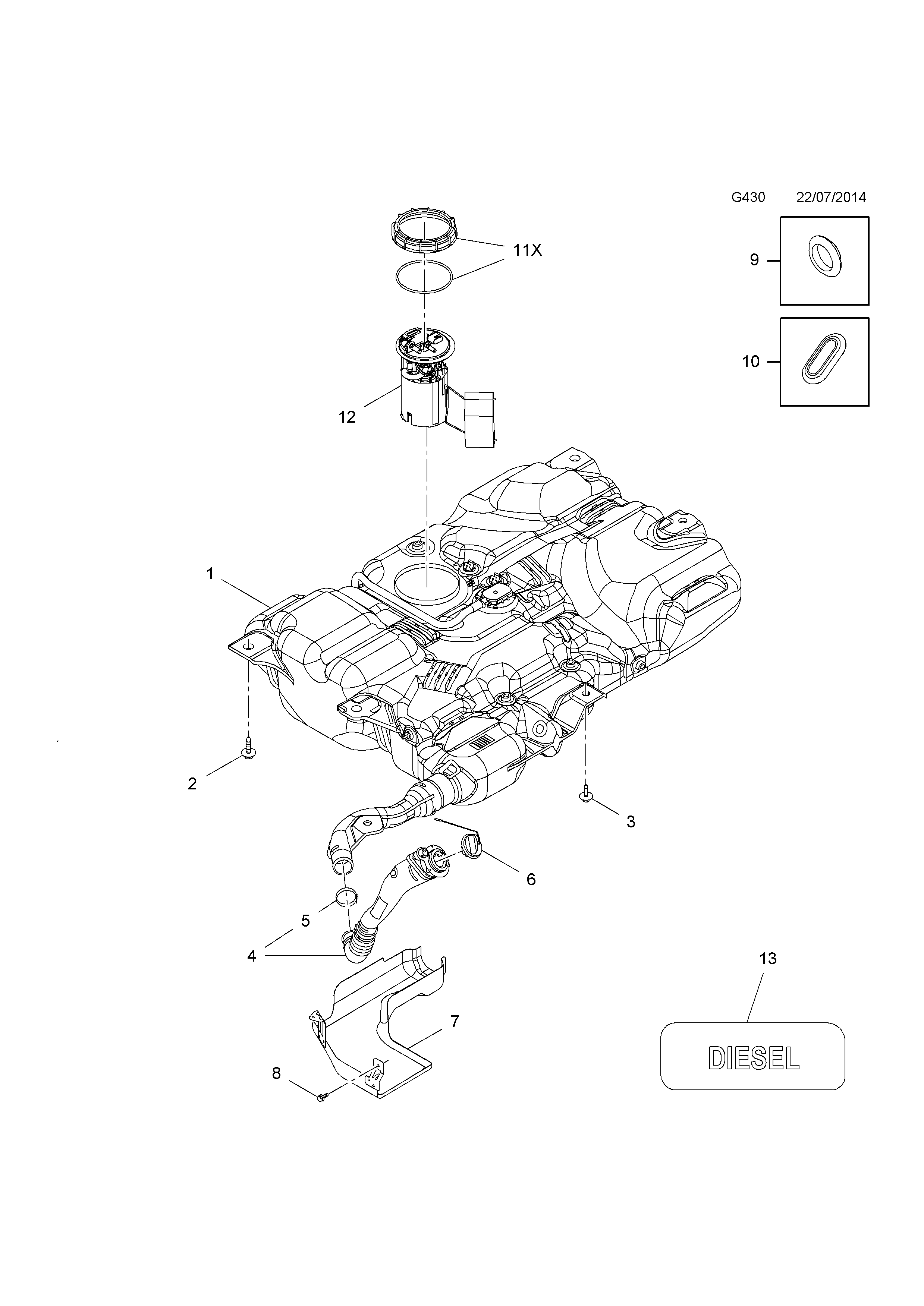 Opel VIVAROB Fuel tank > EPC Online >