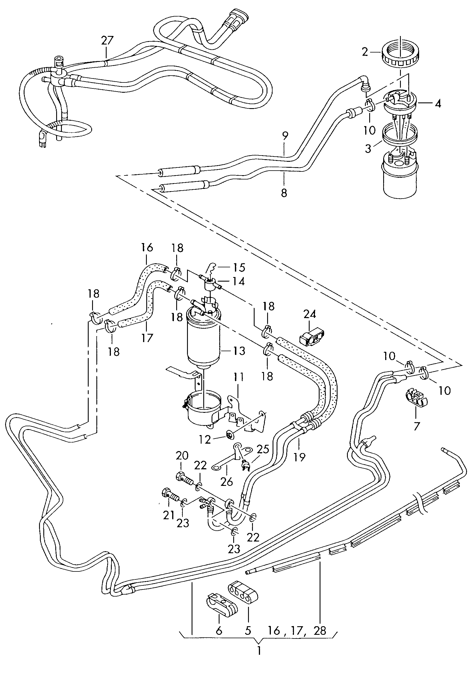 Audi A4/Avant (1999 2002) Fuel filter. fuel line. > ETKA Online >