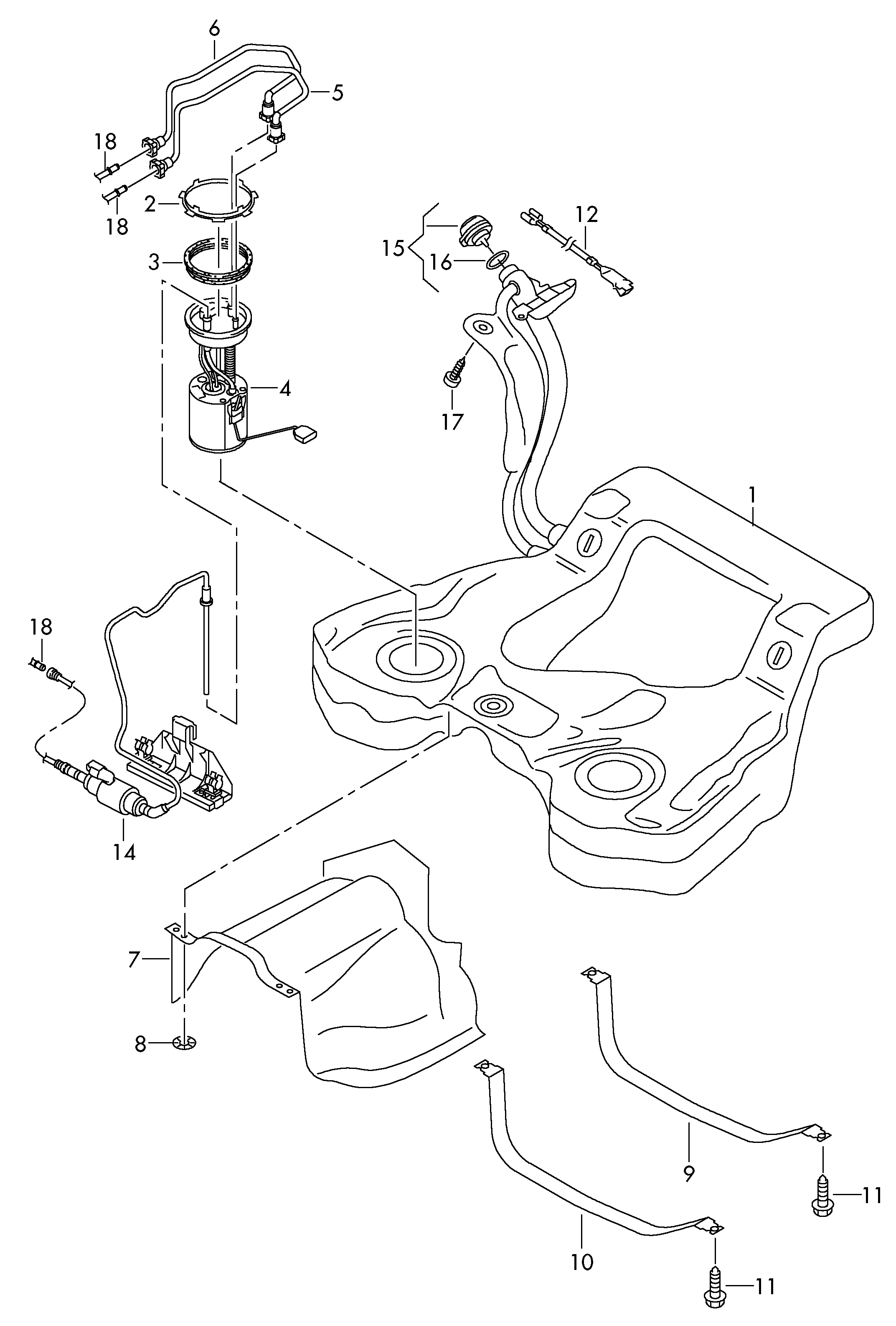 Volkswagen Passat/Variant (2011 2015) Fuel tank with attachments