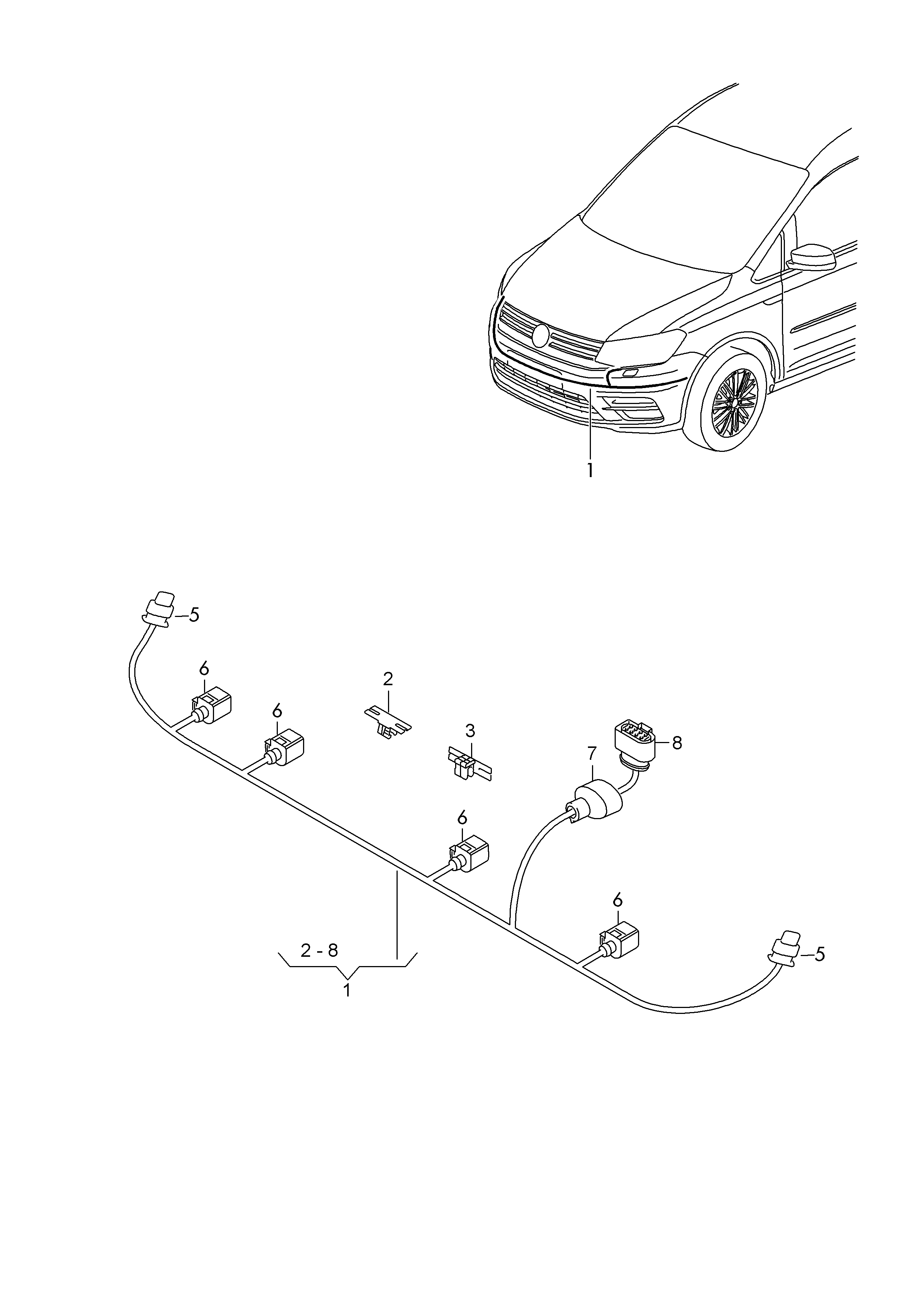 Volkswagen Caddy (2016 2017) radar sensor. adapter cable loom