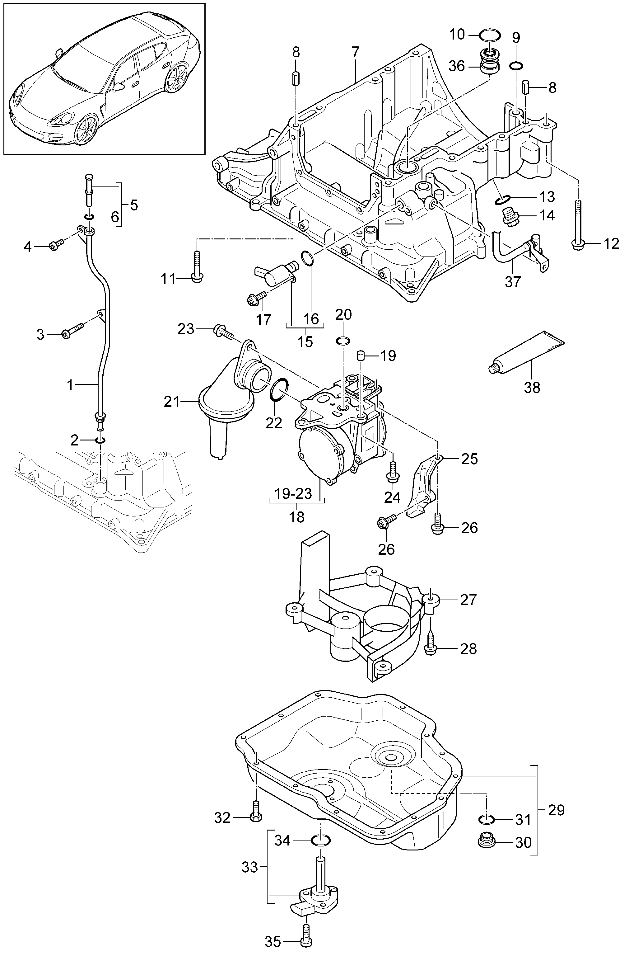 Porsche Panamera (2010 2016) Oil pump. Vacuum pump. Oilconducting