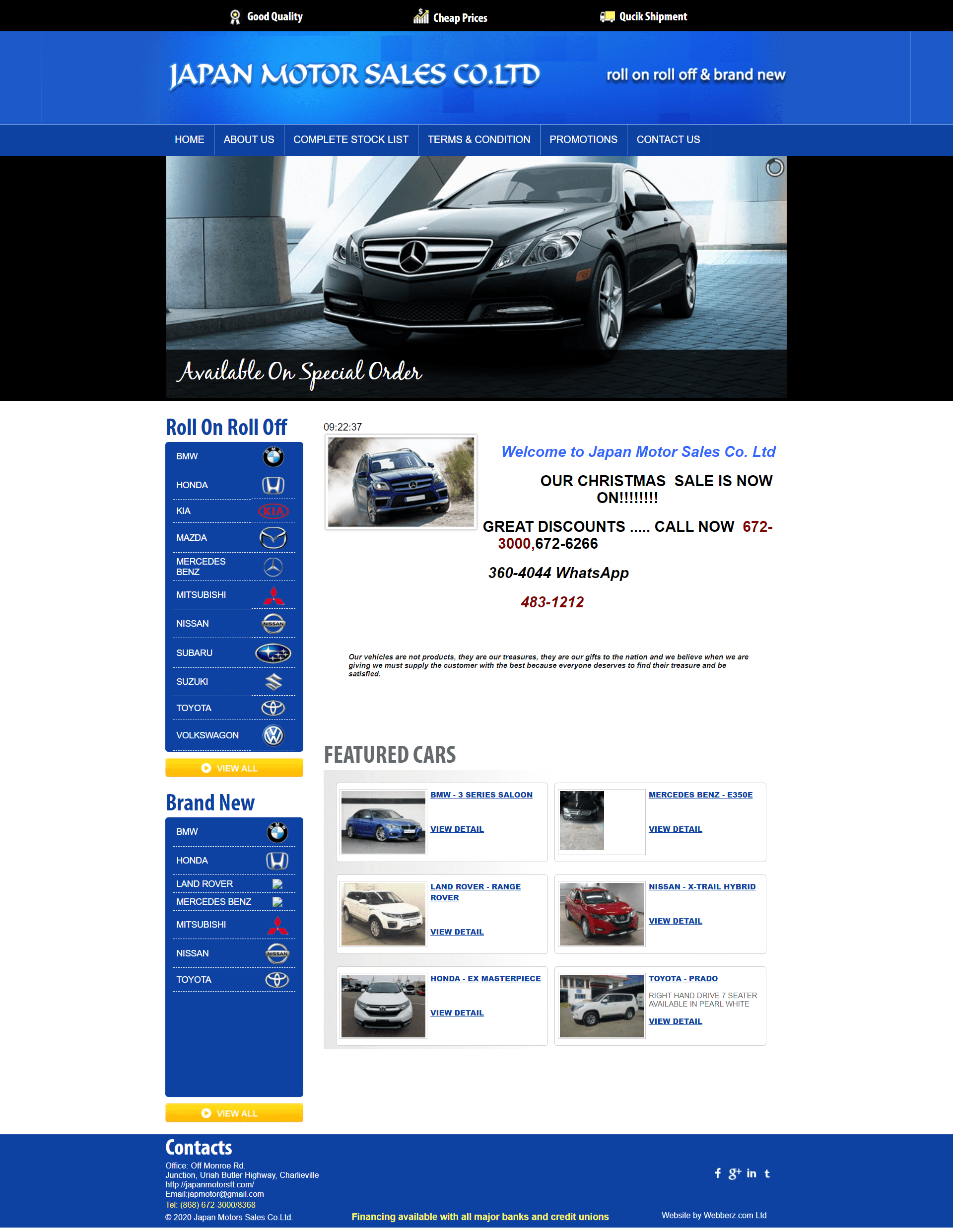 Japan Motors site design, development in Trinidad & Tobago, Jamaica, Barbados