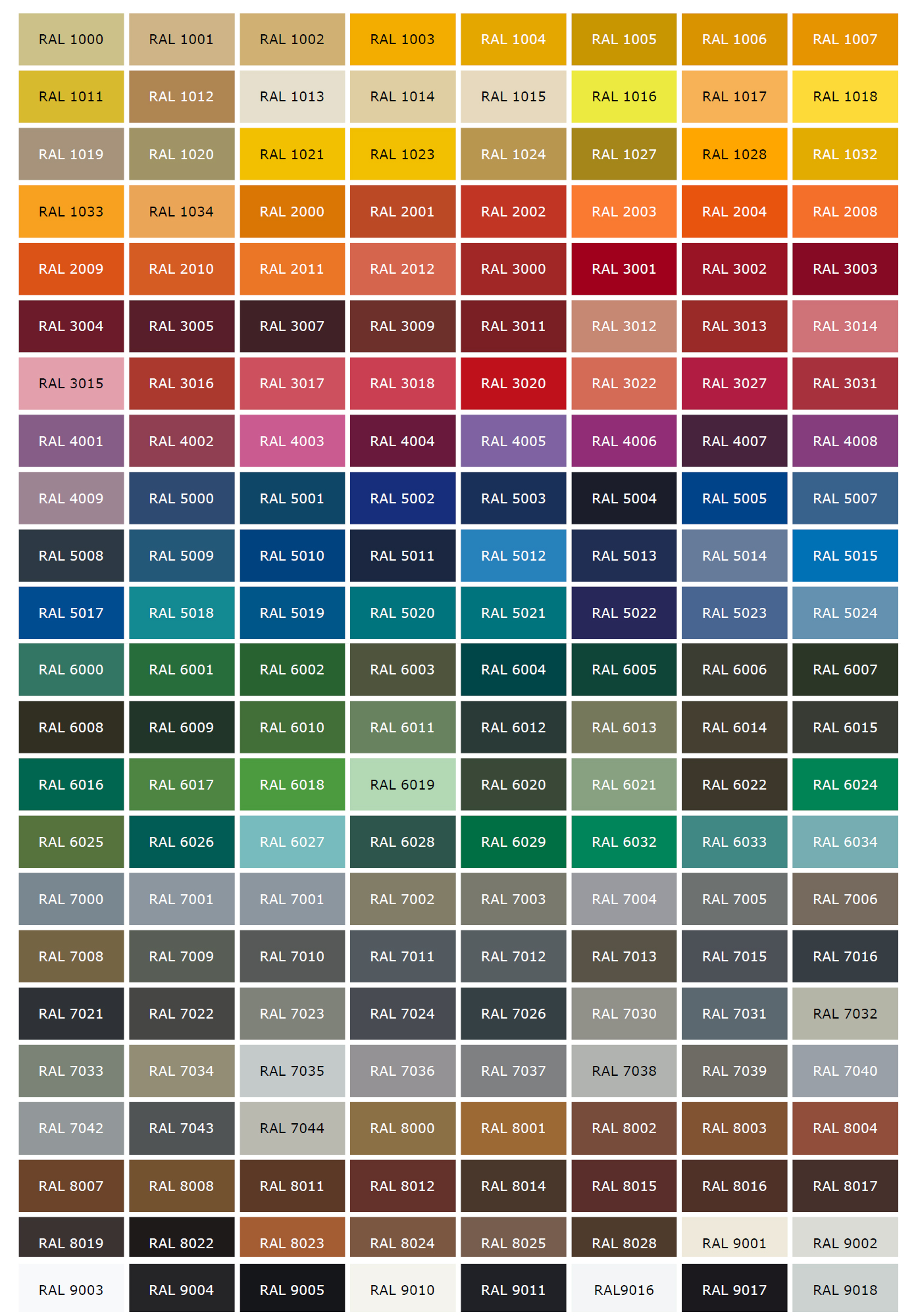 Egyedi kerékpárokhoz RAL színskála WebBicikli.hu / Kerékpár