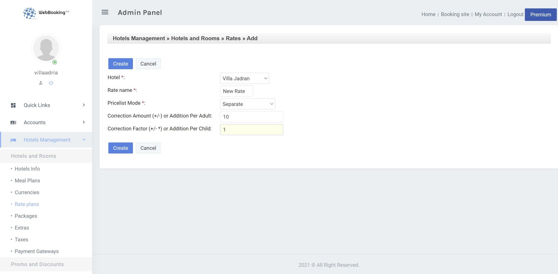 Custom (Additional) Rates WebBookingPro