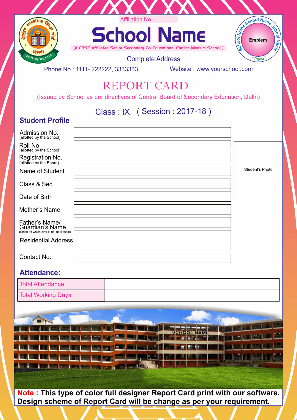 CBSE Report Card Software for 201718 (As per new CBSE Guidelines)
