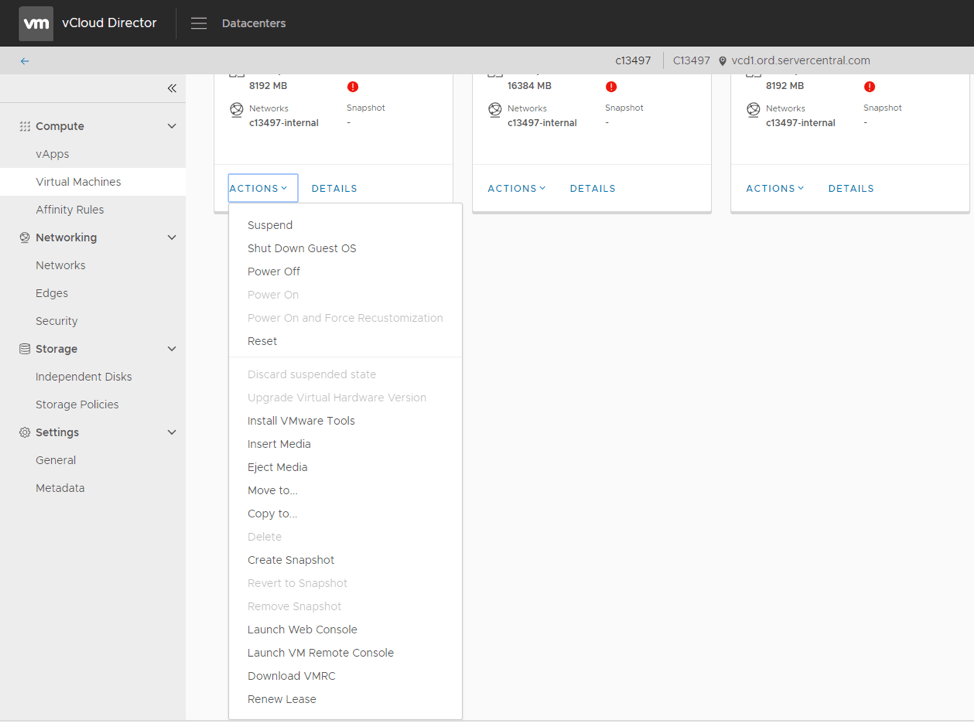 Virtual machine management in the new Managed VMware Cloud portal