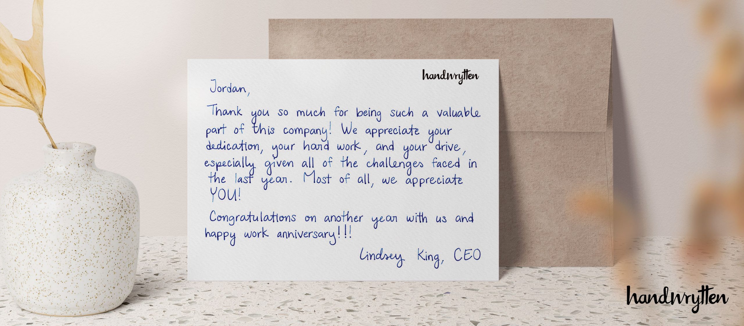 Thank You Notes for Employees Handwrytten