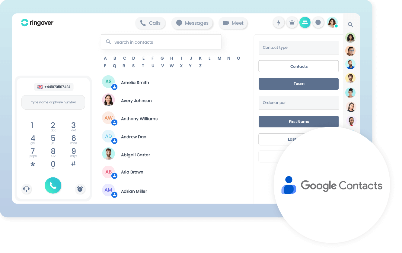 Google contacts integration for your business phone system Ringover