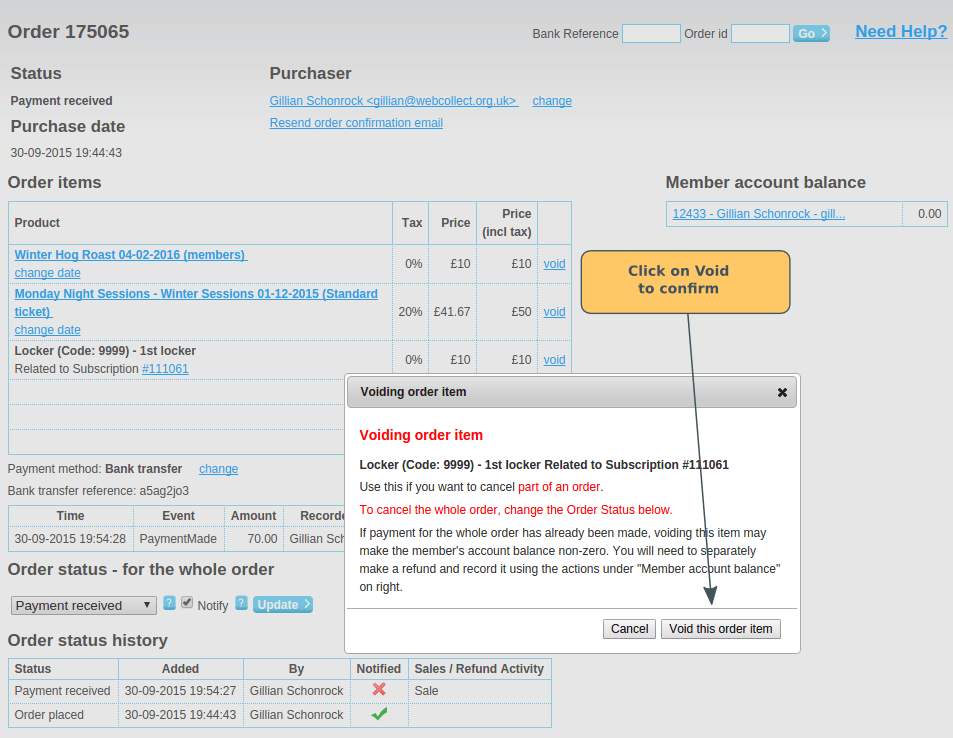 Partially cancelling orders