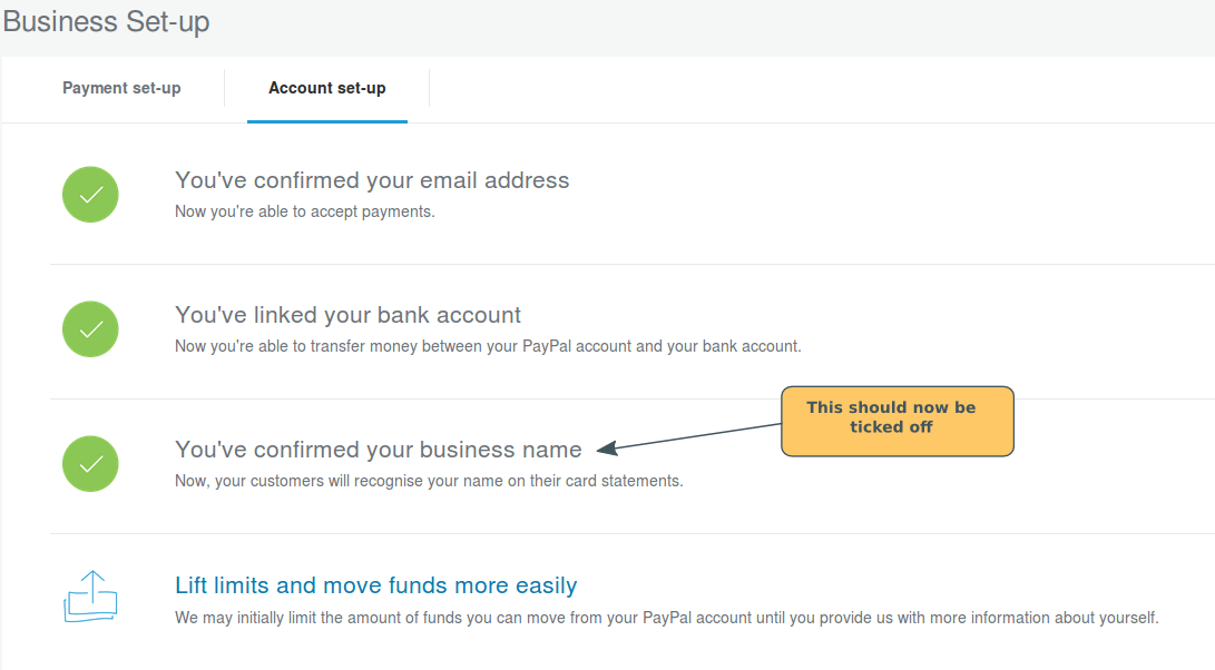 Paypal SetUp Making your business name clear