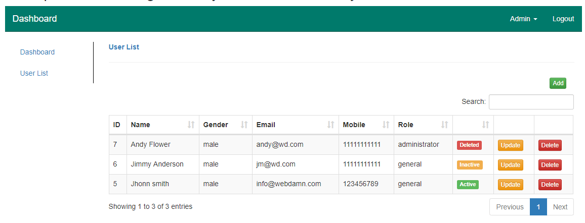 User Management System with PHP & MySQL WD