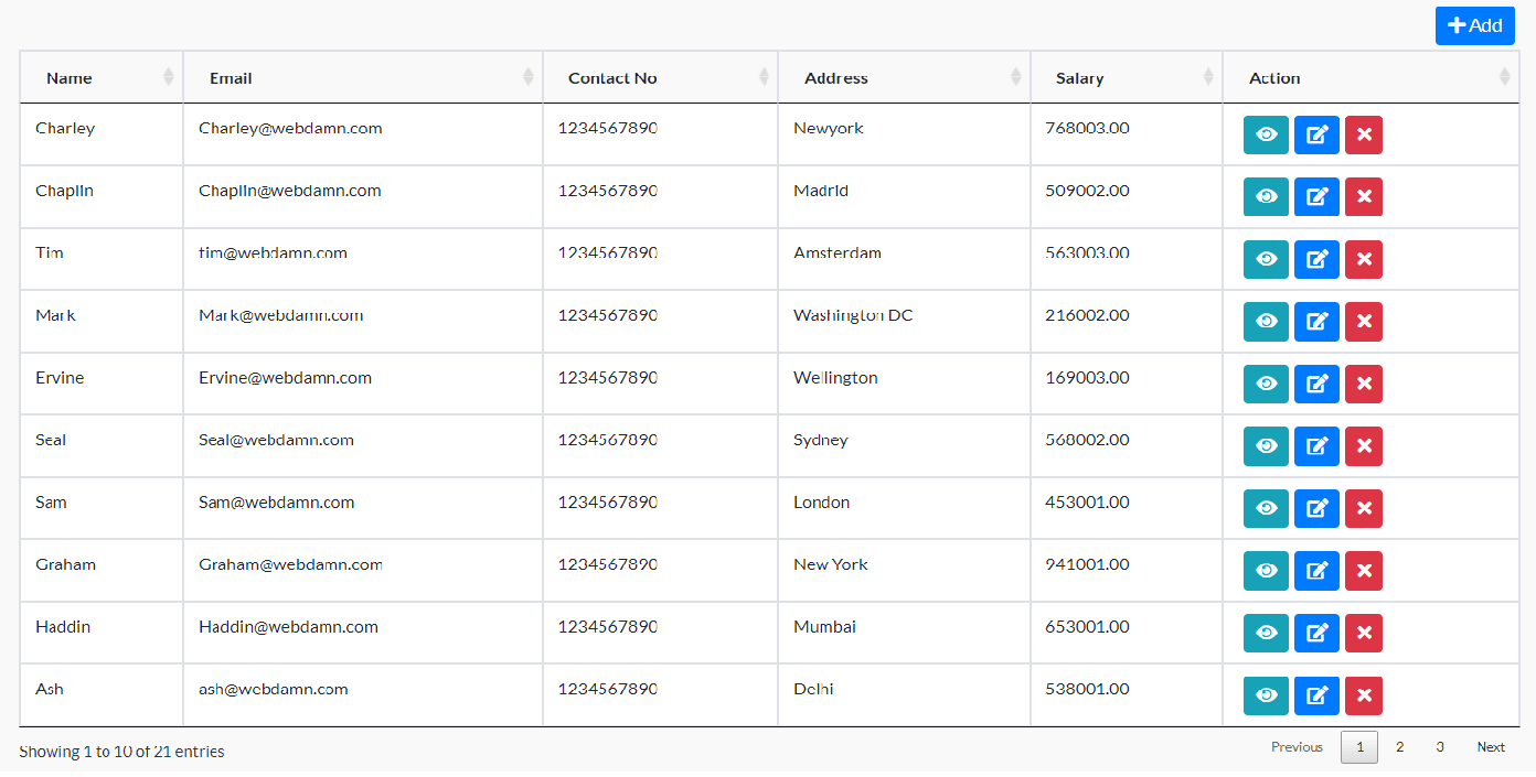DataTables Add Edit Delete with CodeIgniter WD