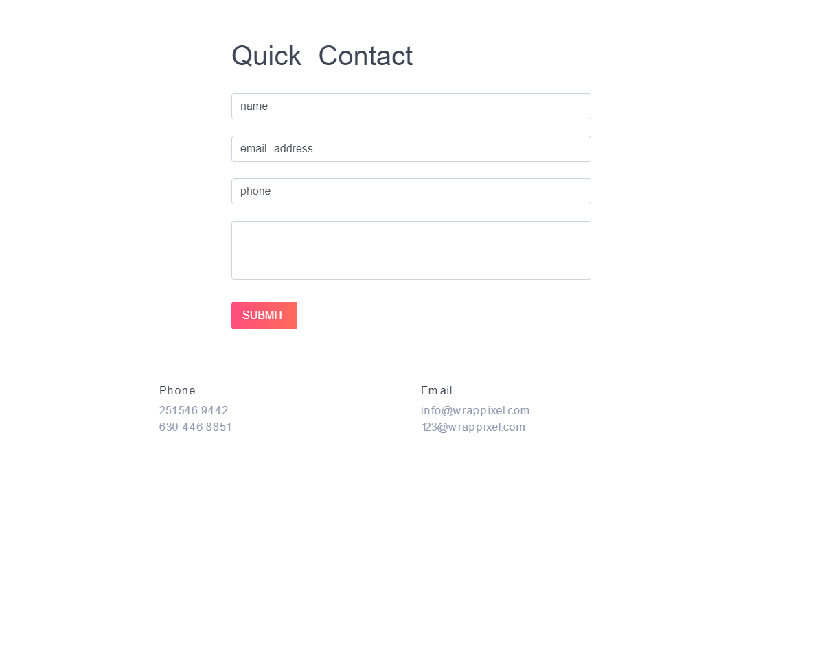 Simple Contact Us Form Web Designer Wall