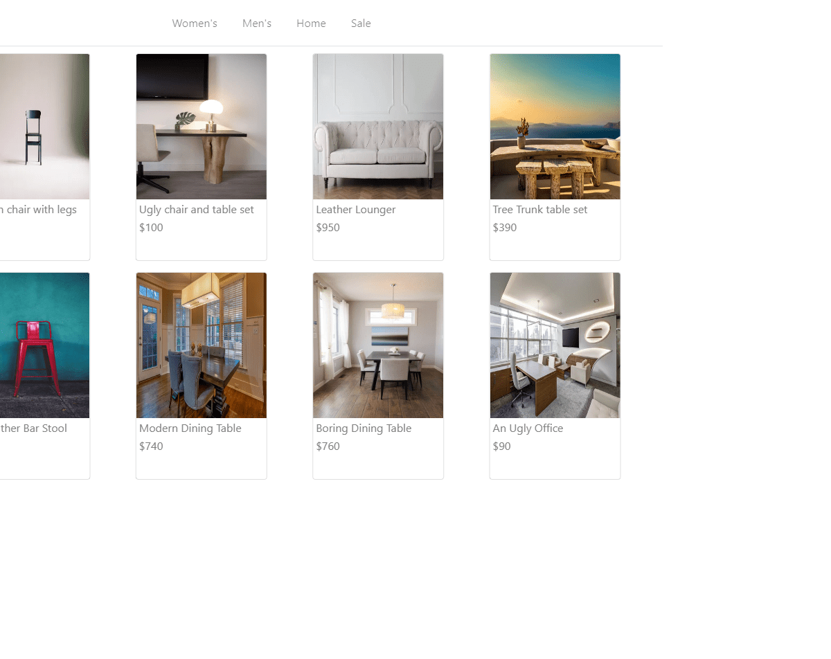 product list with sidebar filters  Designer Wall