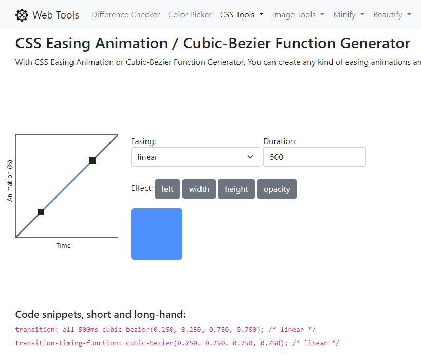 CSS CubicBezier Function Generator  Development