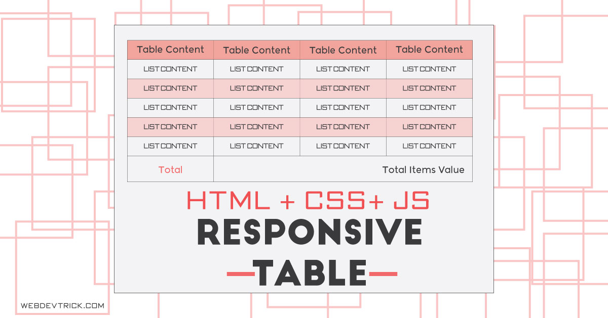 CSS Responsive Table With HTML & jQuery CSS HTML Table