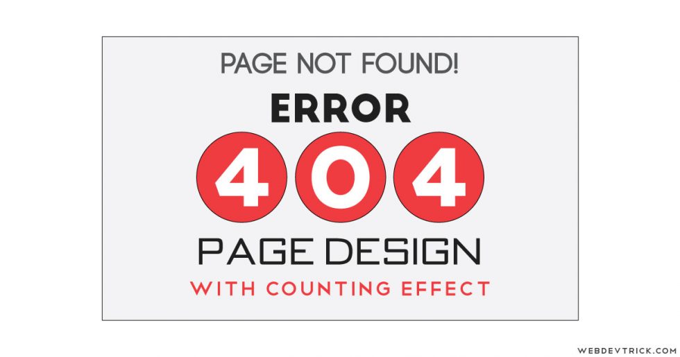 Custom Error 404 Page With Counting Numbers Using CSS Bootstrap