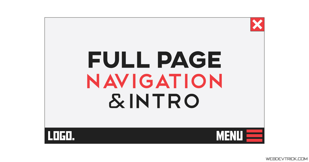 CSS Full Page Navigation With JavaScript HTML Full Page Intro