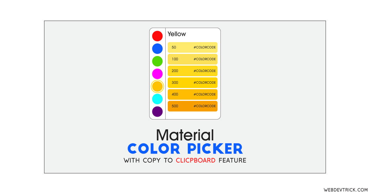 Material Color Picker With Copy To Clipboard Feature Color Palette