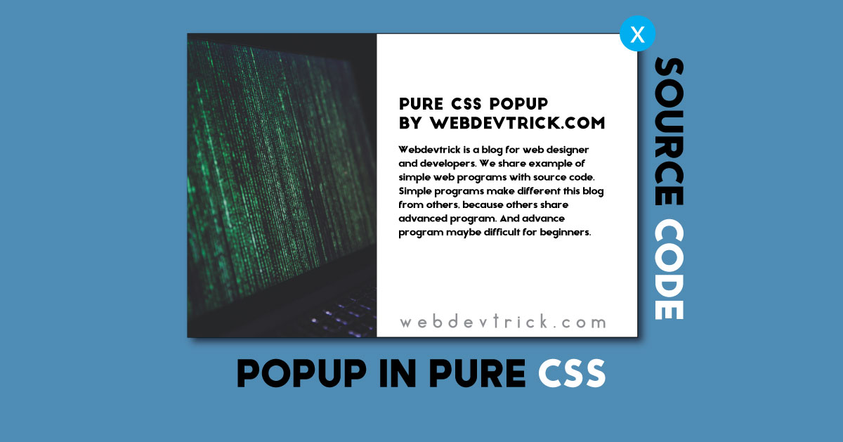 Popup In Pure CSS and HTML Get Example With Source Code