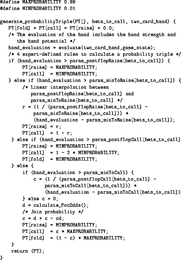 Probability triple generation function