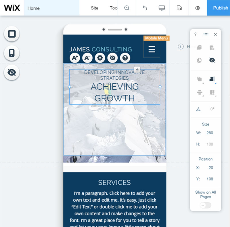 Wix Mobile site Editor, A Video Review