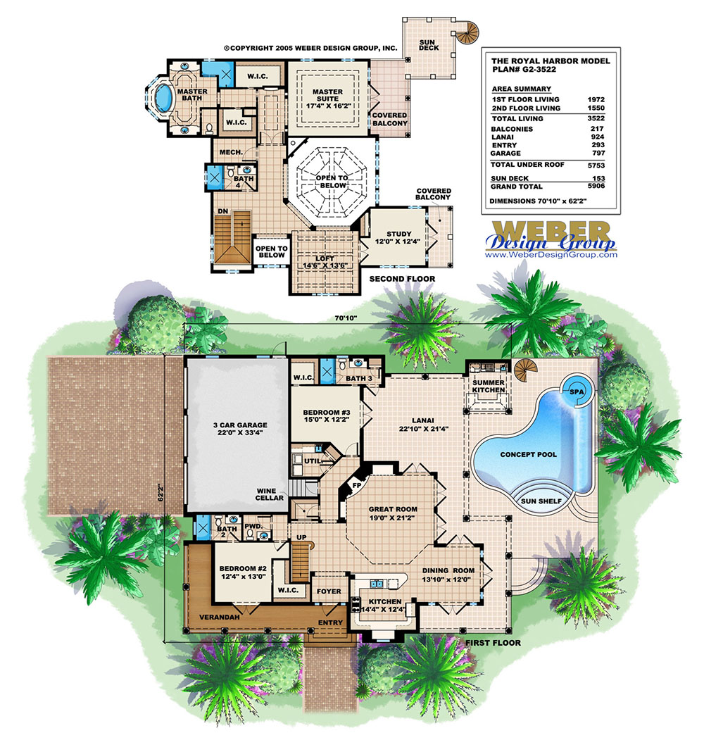 Royal Harbor Home Plan Olde Florida Architecture, 2 Story, 4Bed/4Bath
