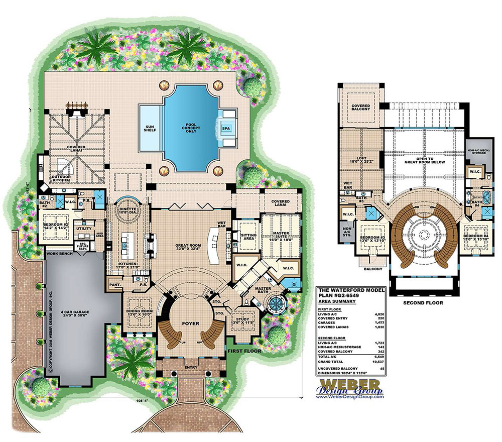 Waterford House Plan er Design Group; Naples, FL.