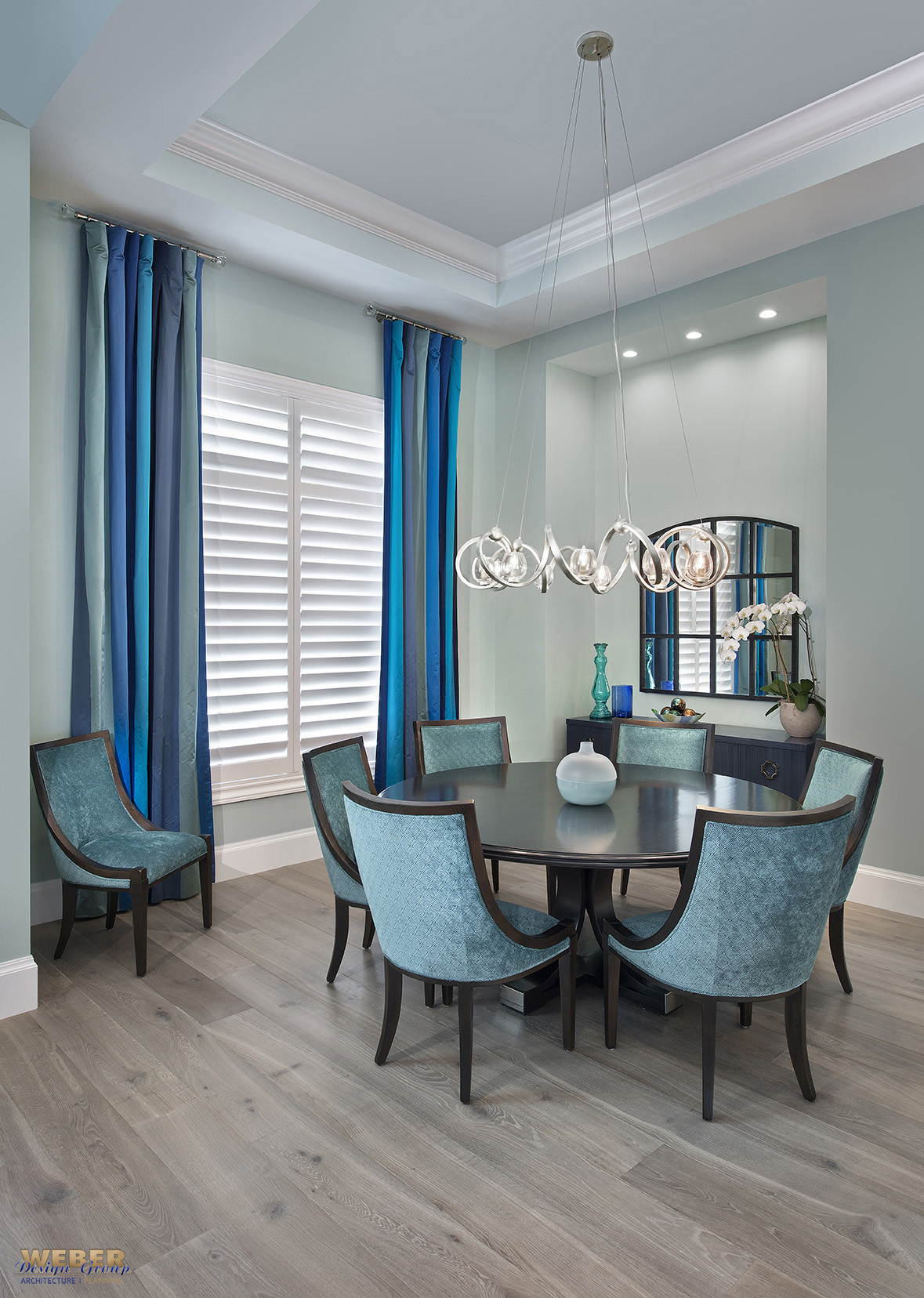 Transitional West Indies Home, Dining Room er Design Group; Naples, FL.
