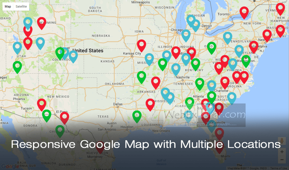 Responsive Google Map with Multiple Markers