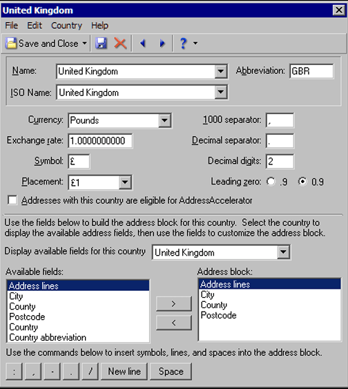 Set Up Address Formats