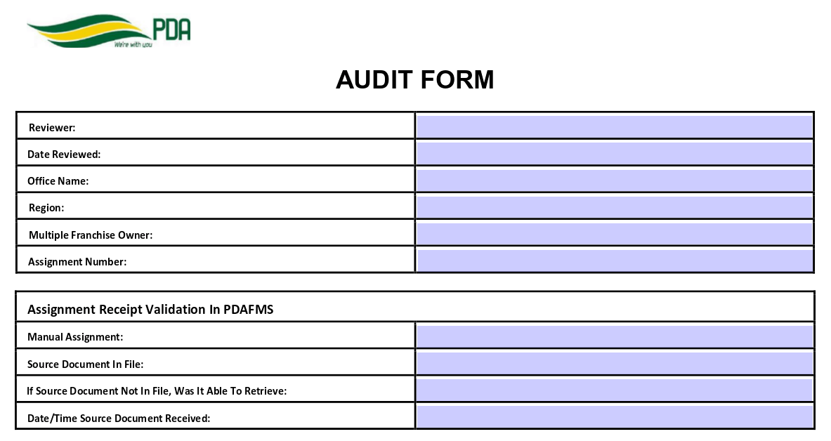 Printable Audit Form