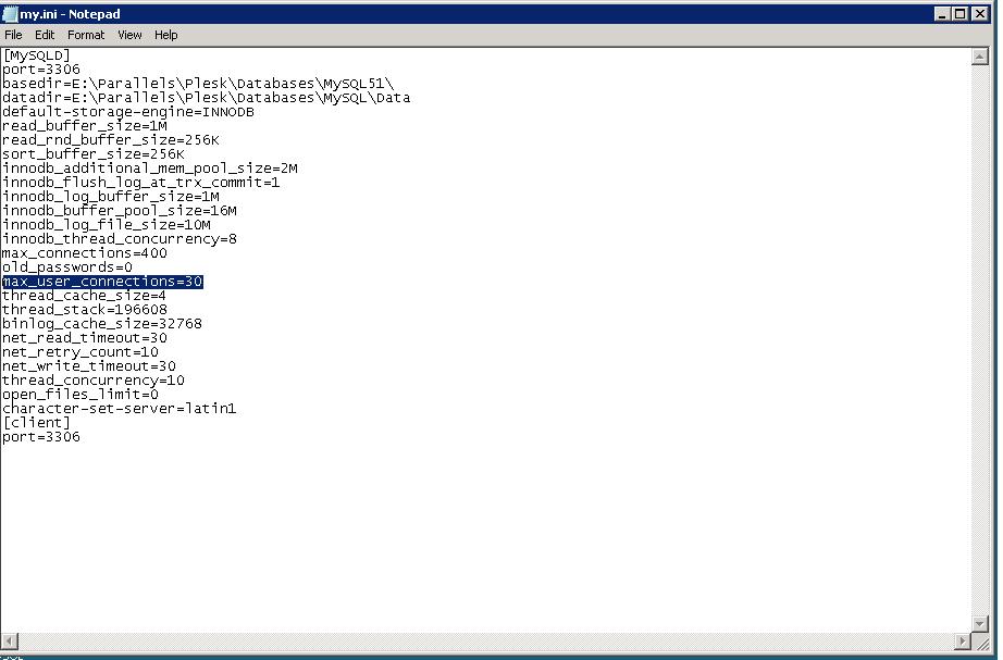 Failed to connect to database User admin already has more than 'max