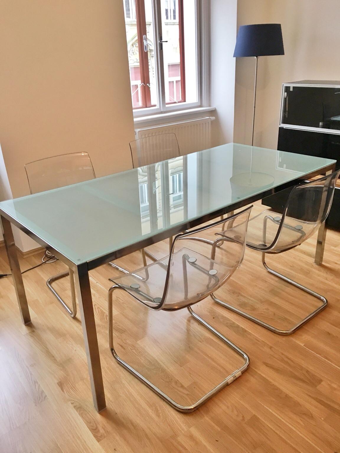 Esstisch Ikea TORSBY Glas Chrom Milchglas in 1080 Wien for €90.00 for