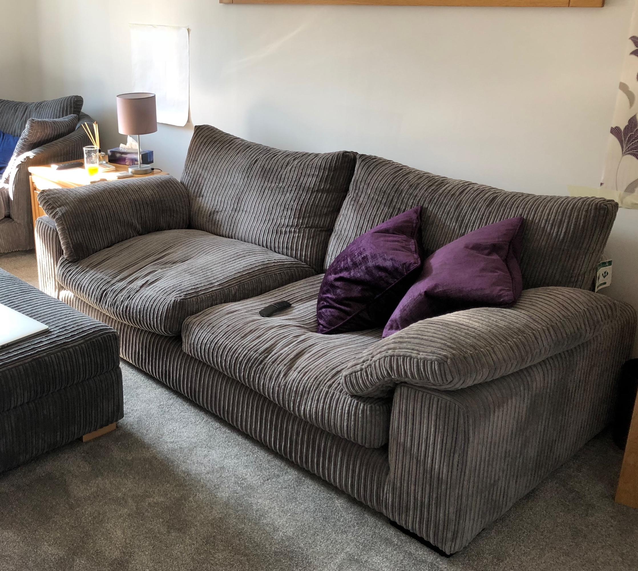 Sofology Coco Jumbo Grey Cord 3Seater Sofa in CV31 Warwick for £280.00