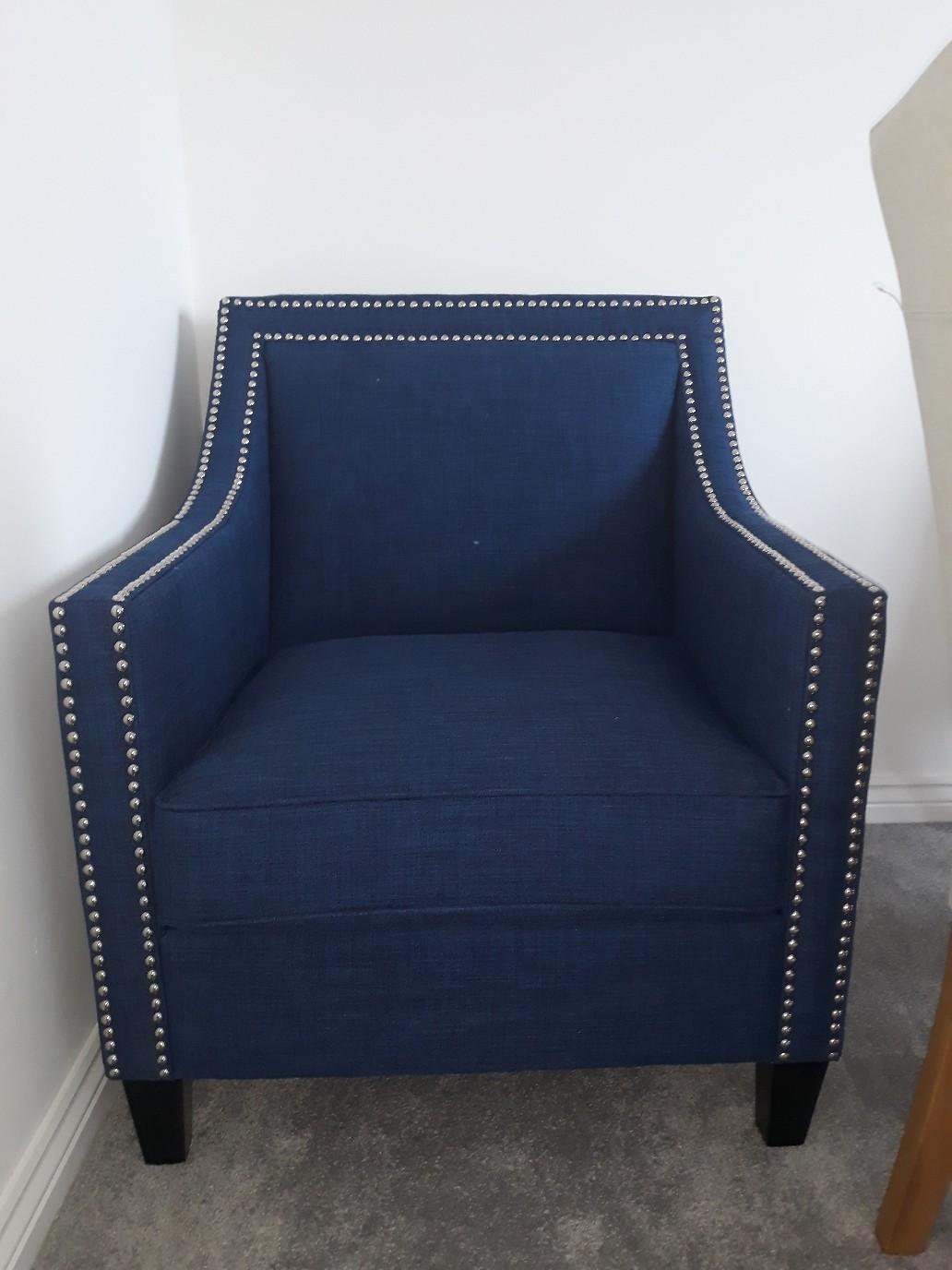 New Wayfair Studded Blue Chair in CW7 Littler for £120.00 for sale Shpock