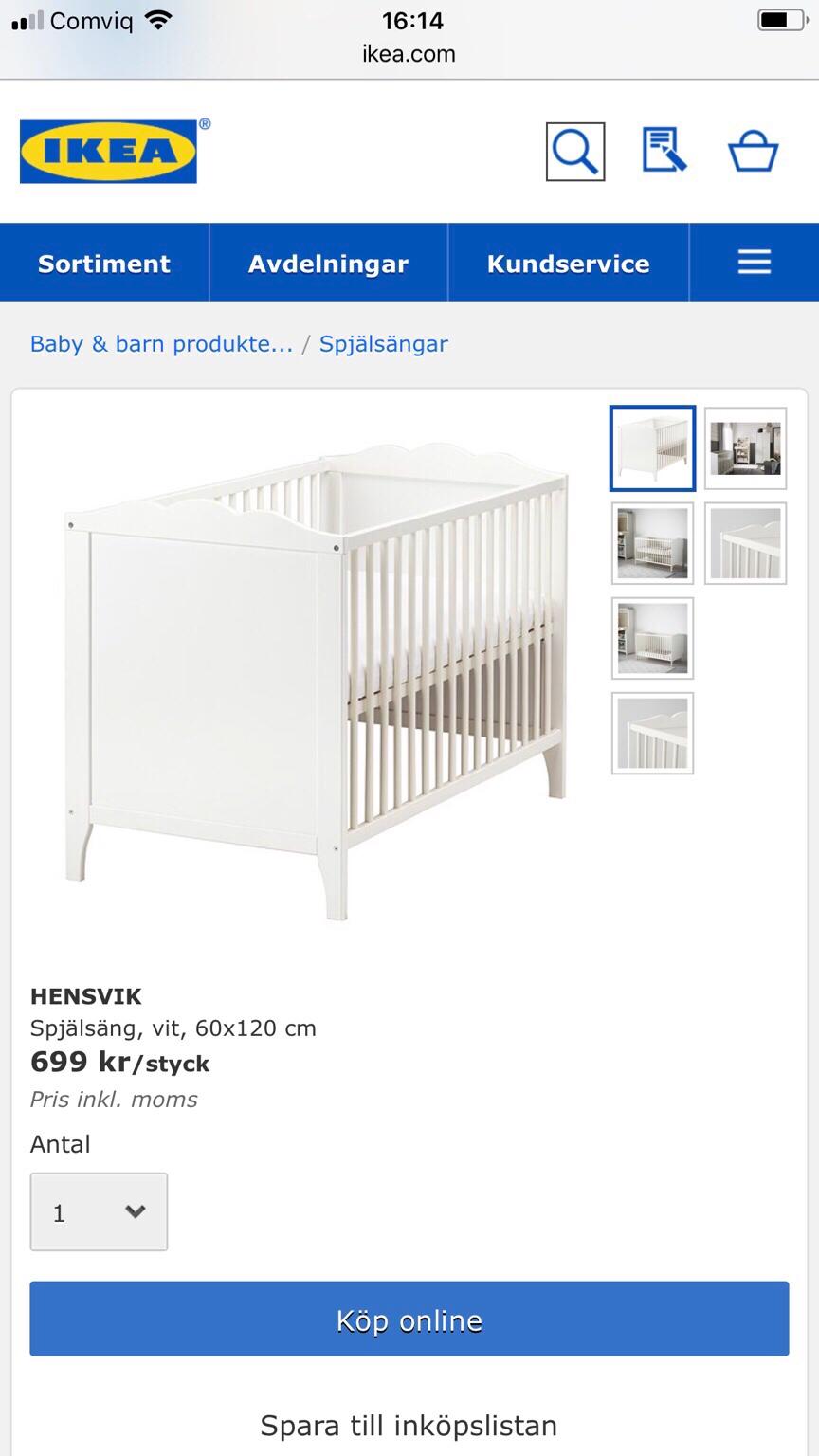 hensvik spjälsäng Hensvik Spjälsäng Vit Ikea 60*120 Cm In 18331 Täby For Sek 350.00 For Sale | Shpock