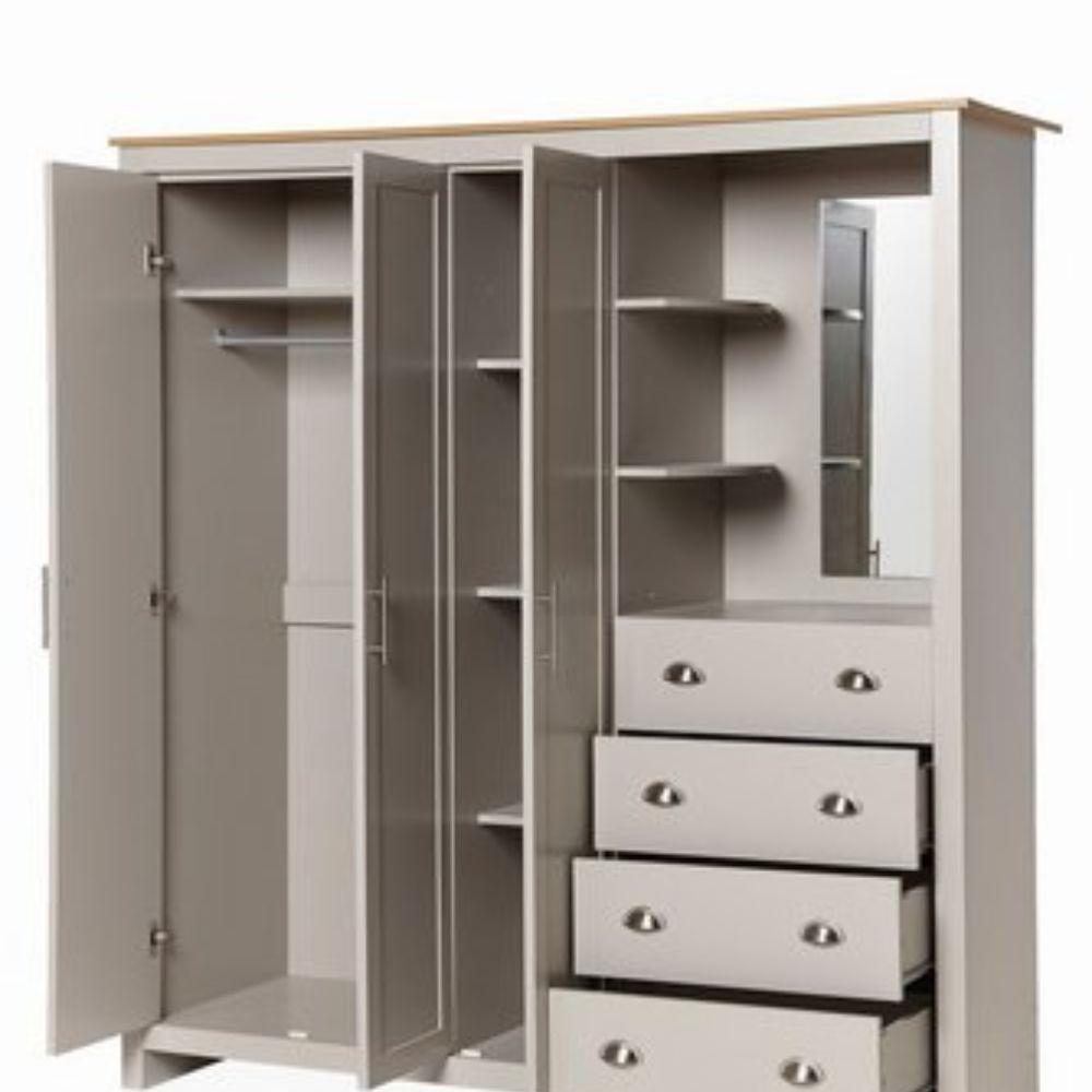 3 Door Wardrobe 4 Drawers Mirror Combi Grey in M350BN Failsworth for £