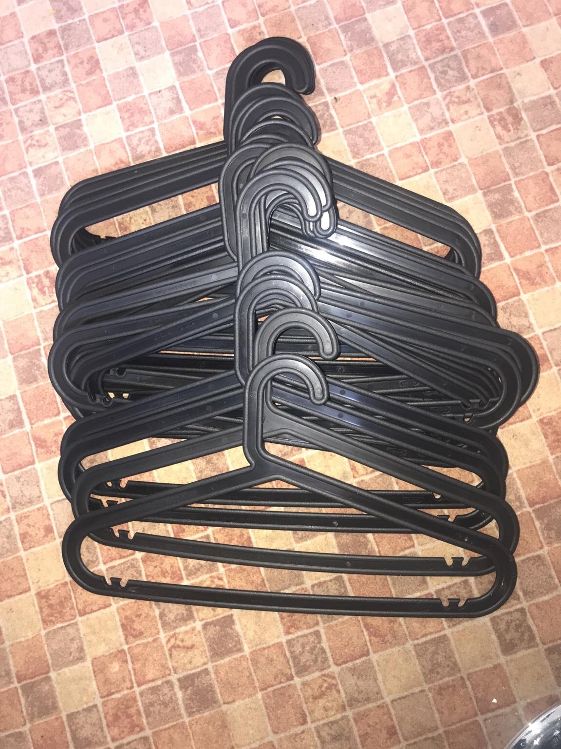 25 Ikea BAGIS Black Plastic Coat Hangers in WV6 Wolverhampton for £5.00