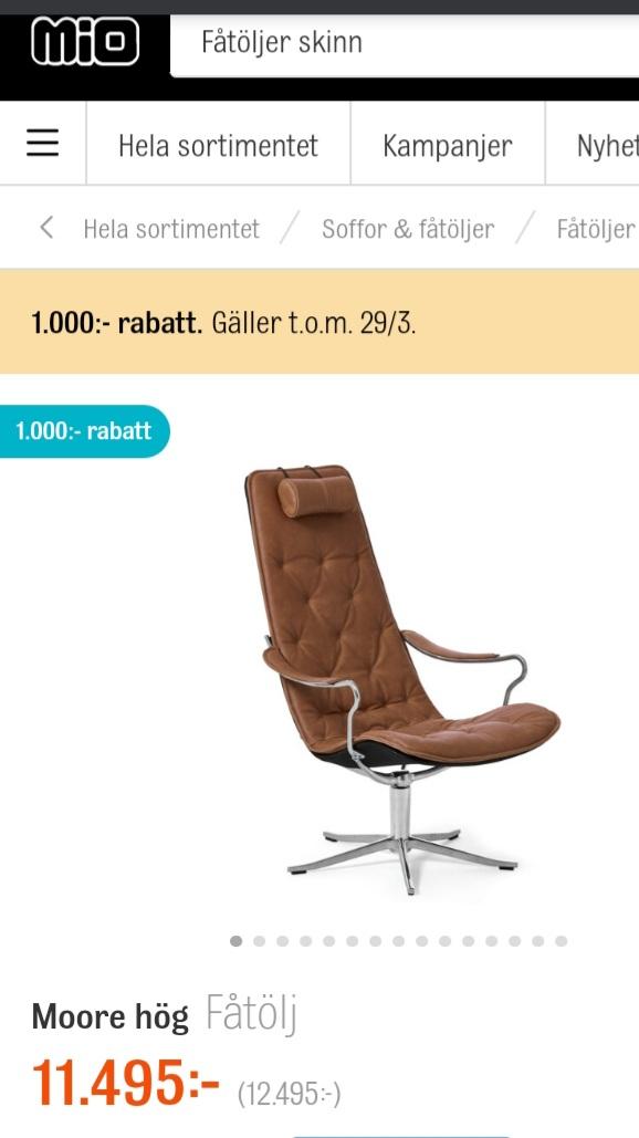 Mio Skinnfåtölj skinnfåtölj Mio med pall in 11733 Stockholm for SEK 10,500.00 for sale