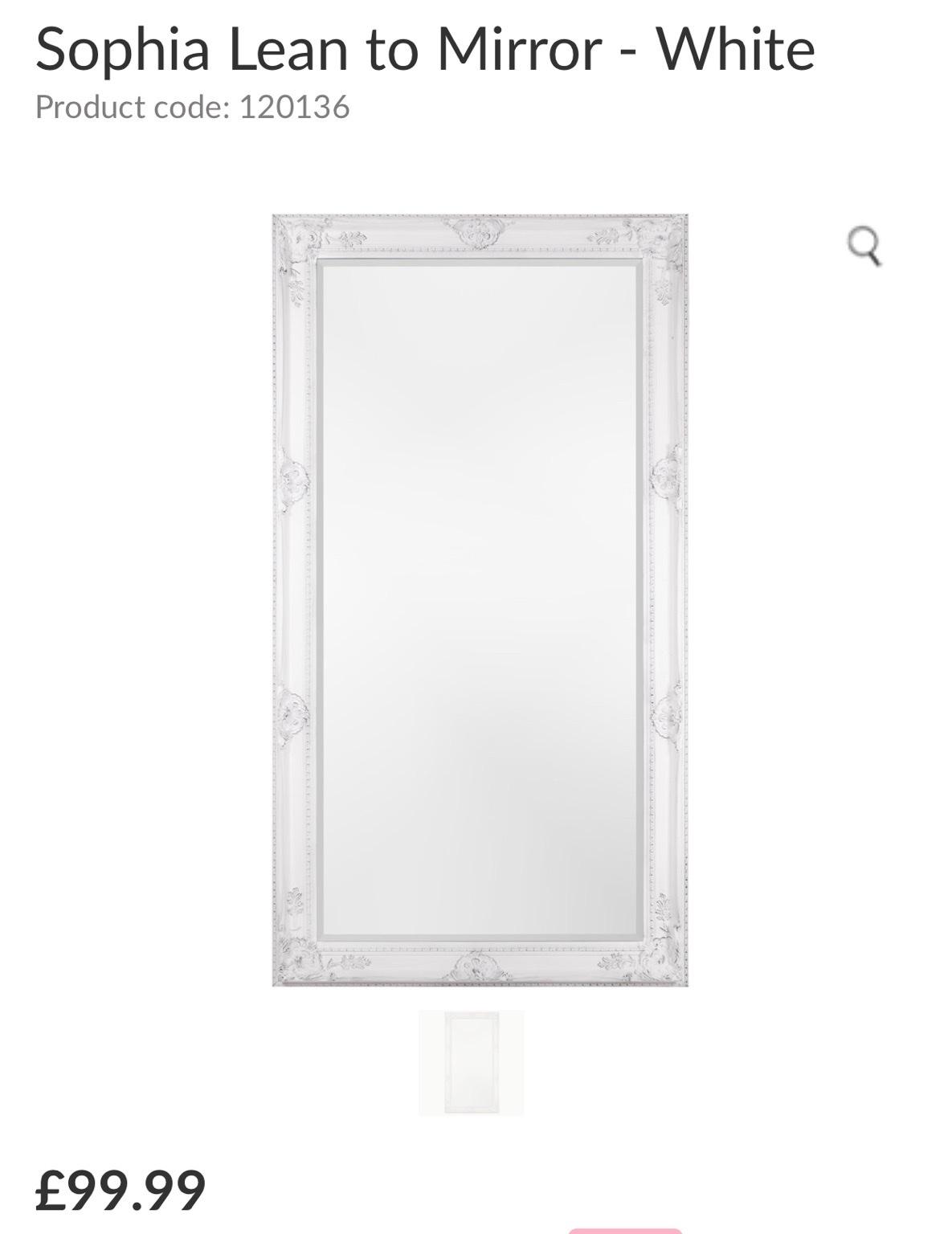 Sophia Lean to Mirror 172 X 92 Cm White in B13 Birmingham for £60.00
