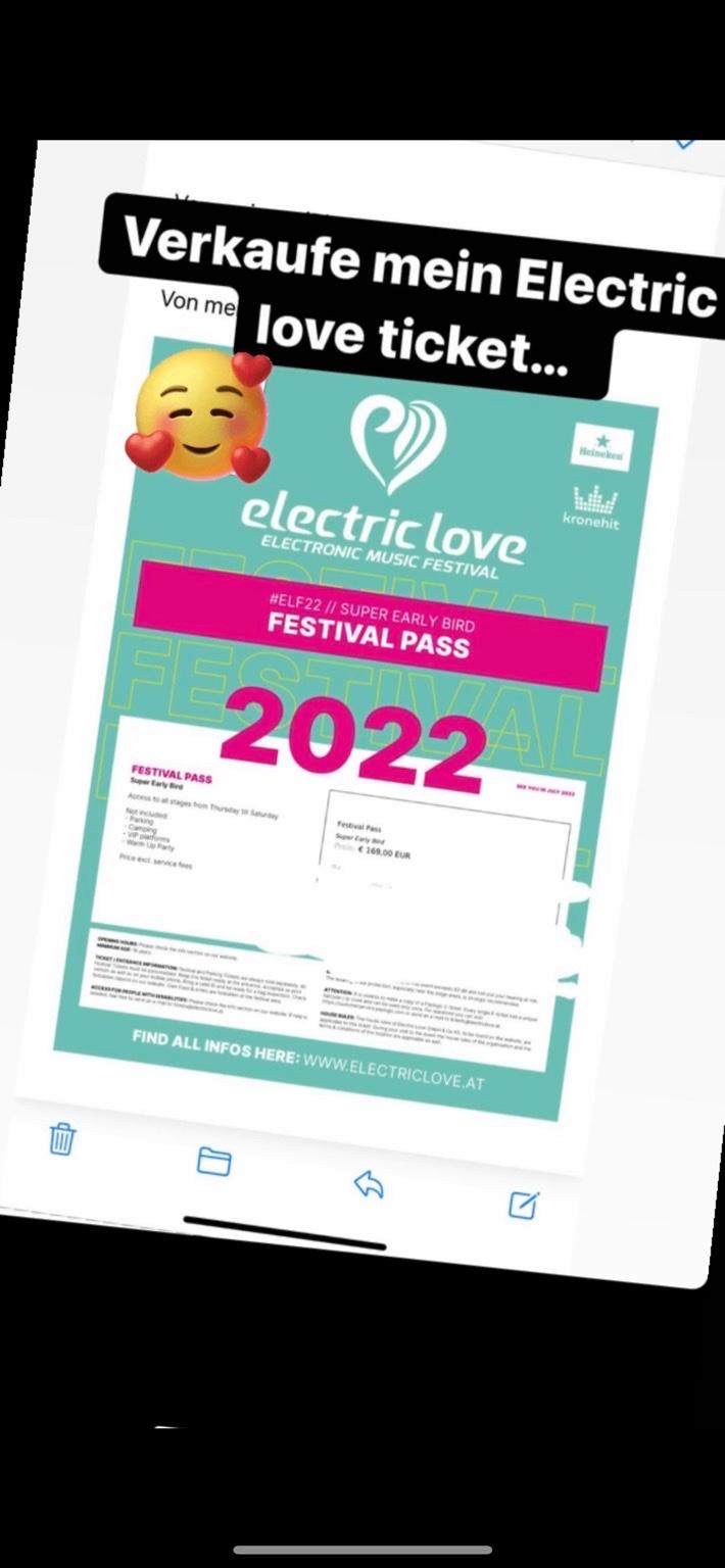 Ticket fürs electric love Festival pass 2022 in 1200 KG Brigittenau für