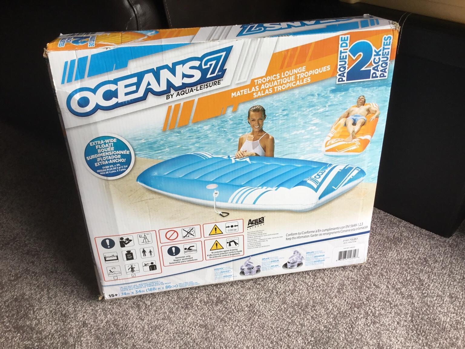 Oceans7 Tropics Lounge Swim Pool Flotation Devices 2 PACK Lounger Lilo