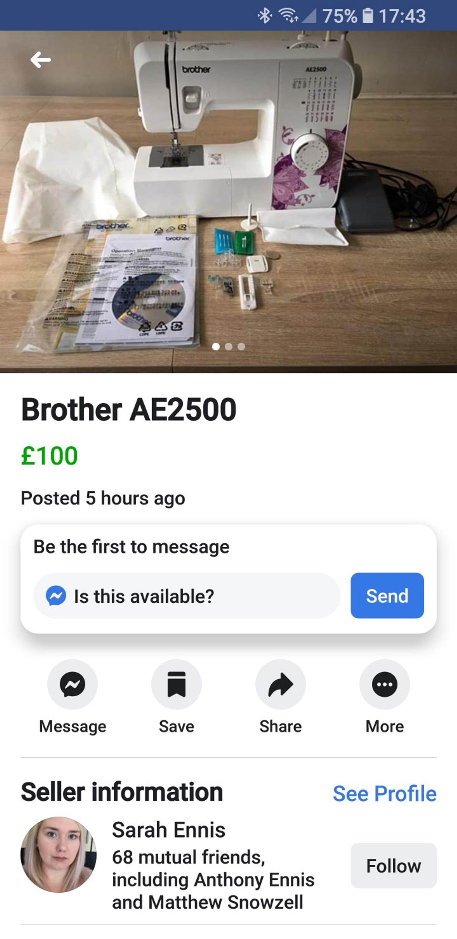 Brother AE2500 SEWING MACHINE in Moreton on Lugg for £100.00 for sale Shpock