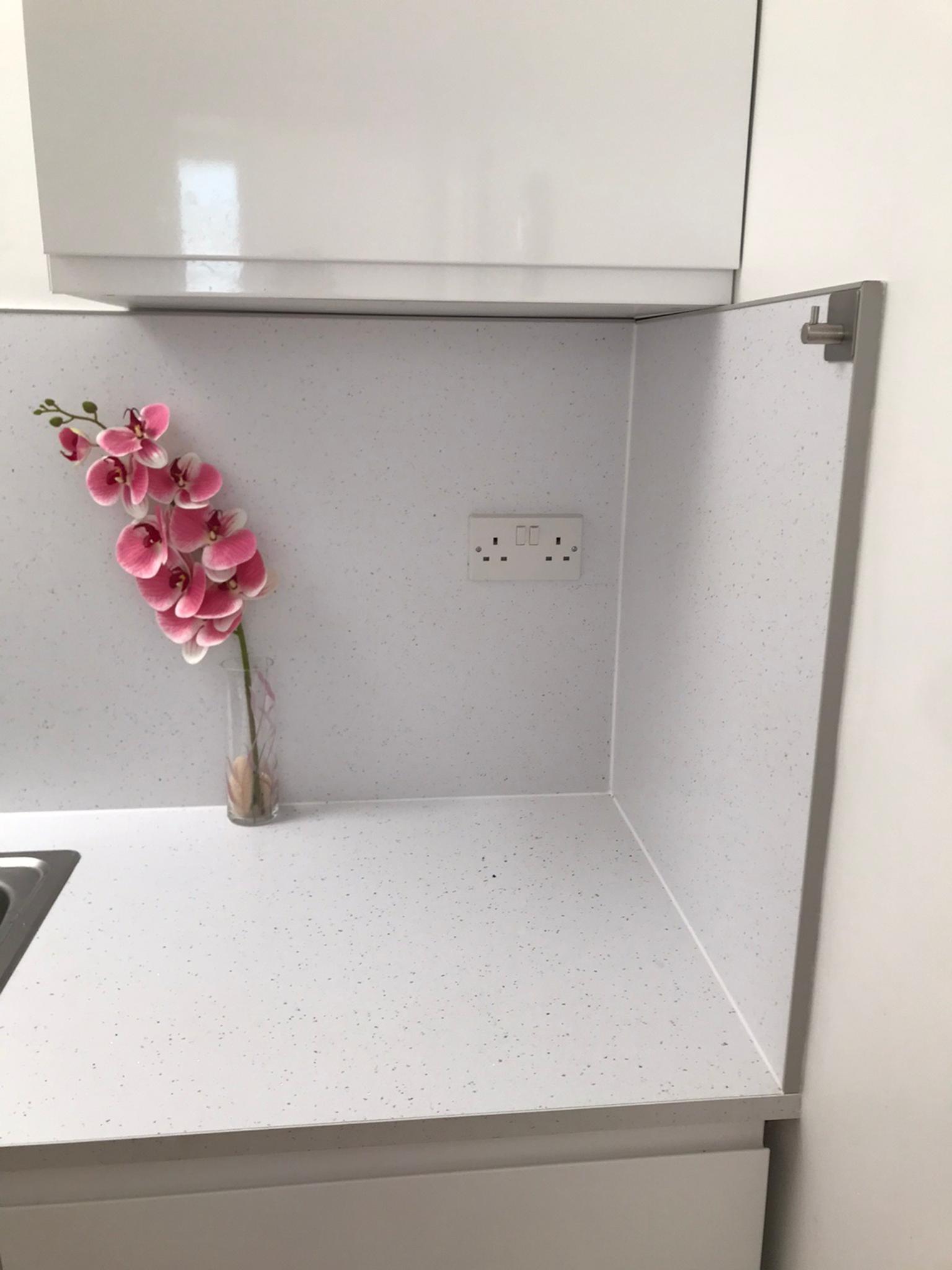 Wren laminate white worktop and tek wall in GU46 Surrey Heath for £45.