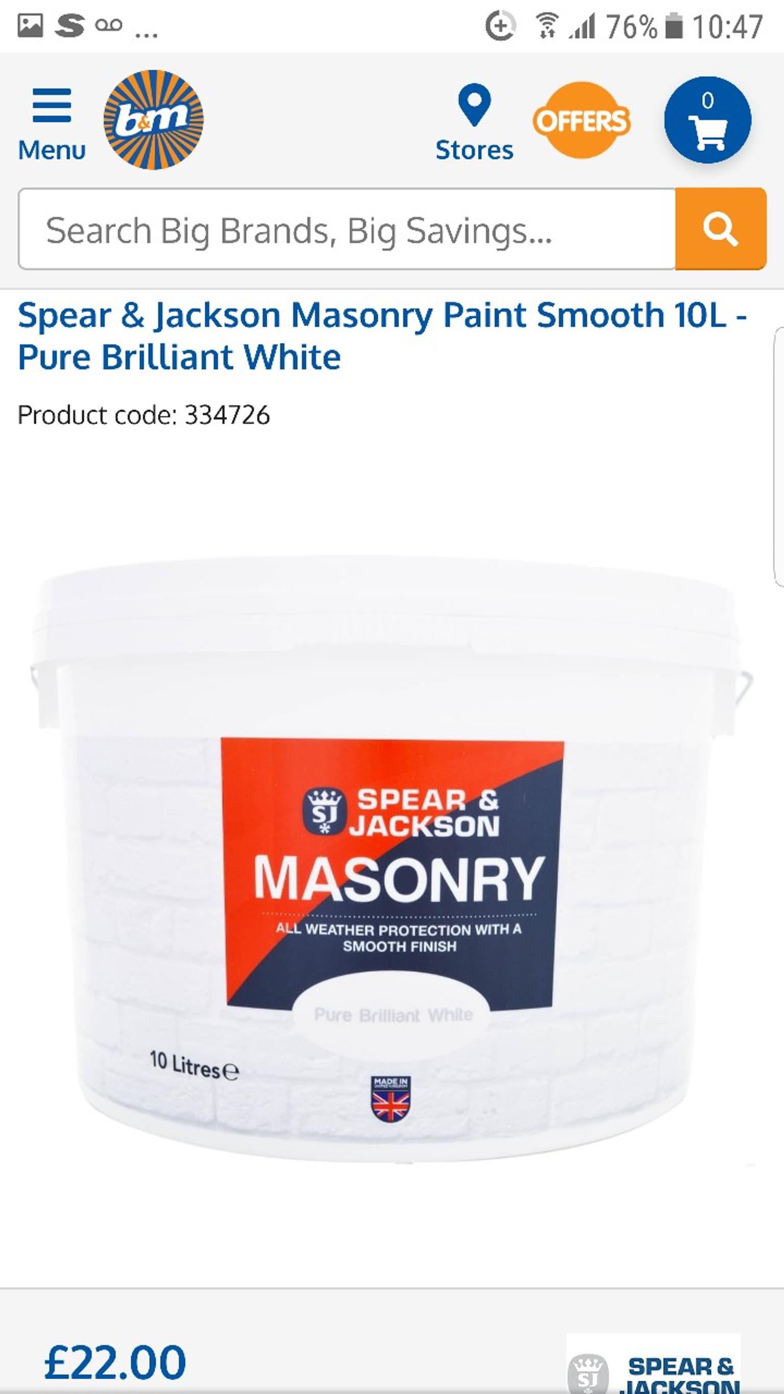New spear and jackson white masonry paint in B63 Metropolitan Borough