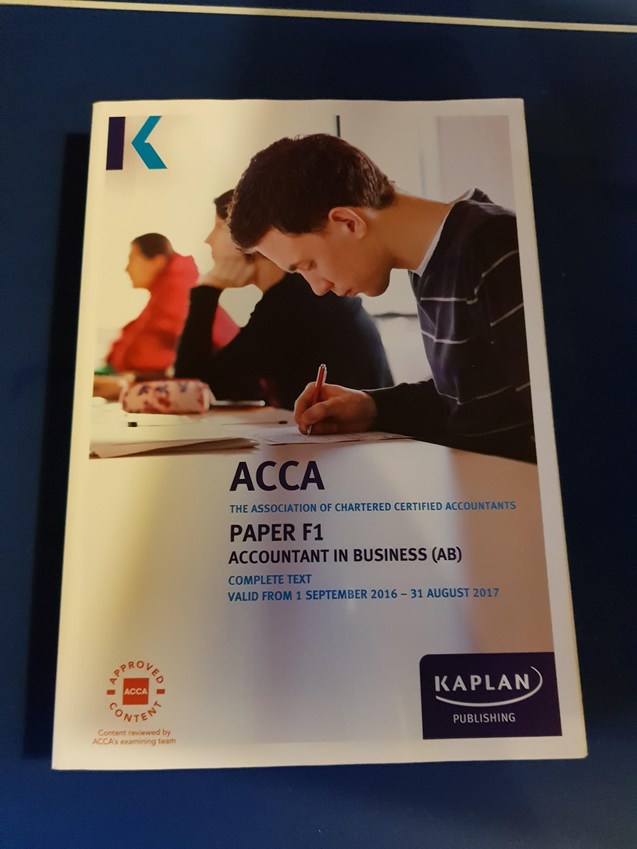 ACCA F1 F2 F3 Kaplan Books in E8 Hackney for £30.00 for