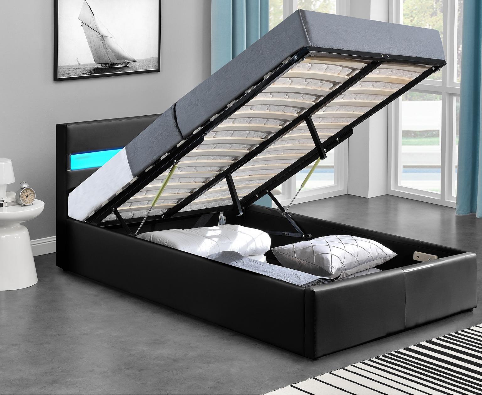 Black Double BLUETOOTH MUSIC LED OTTOMAN BED in OL12 Rochdale for £270.