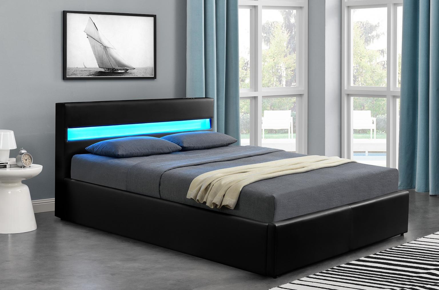 Black Double BLUETOOTH MUSIC LED OTTOMAN BED in OL12 Rochdale for £270.