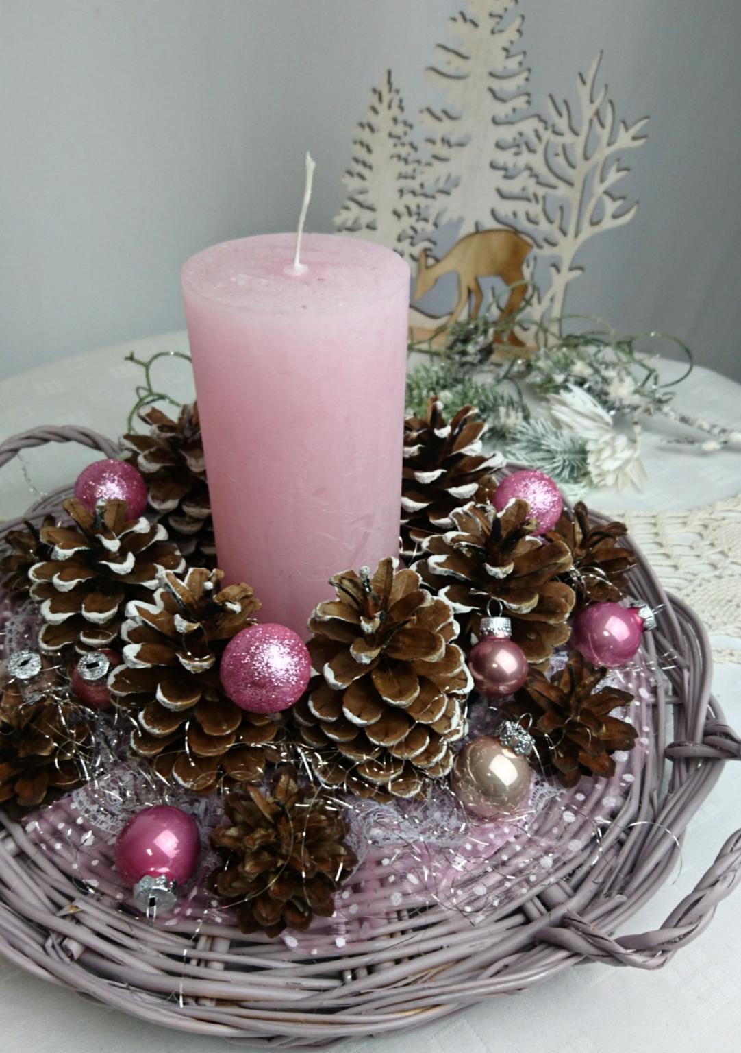 WEIHNACHTSDEKO TISCHDEKO KERZE ZAPFEN NR0762 in 5212